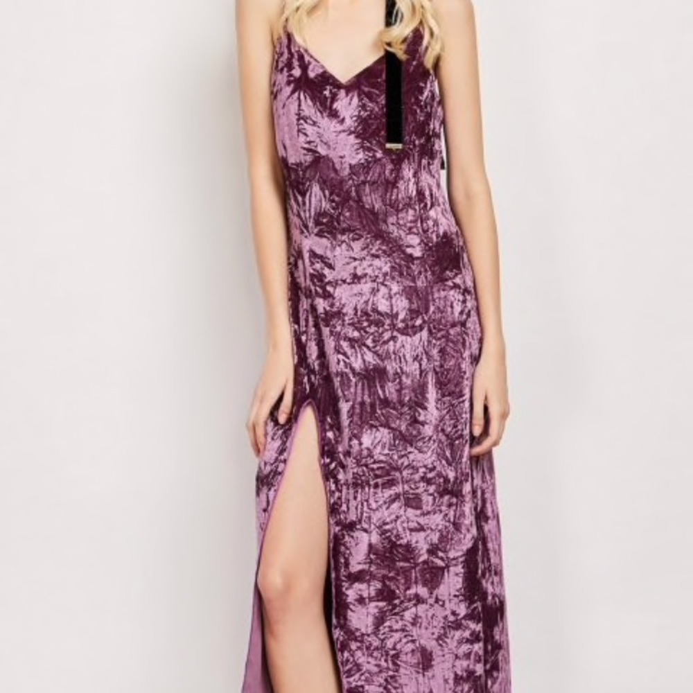 Zaful velvet strappy slit dress